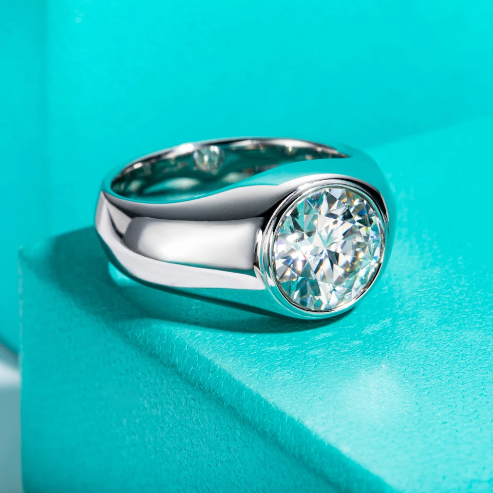 AnuJewel 4ct D Color Moissanite Men Rings 18K Gold Plated  Silver Engagement Bezel Rings For Men Factory Jewelry Wholesale