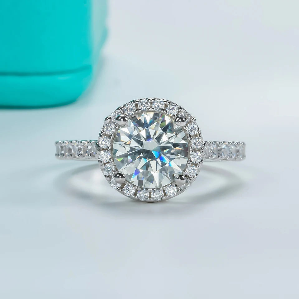 AnuJewel 2 Carat D Color Moissanite Halo Engagement Ring For Women 925 Sterling Silver Wedding  Rings Fine Jewelry Wholesale