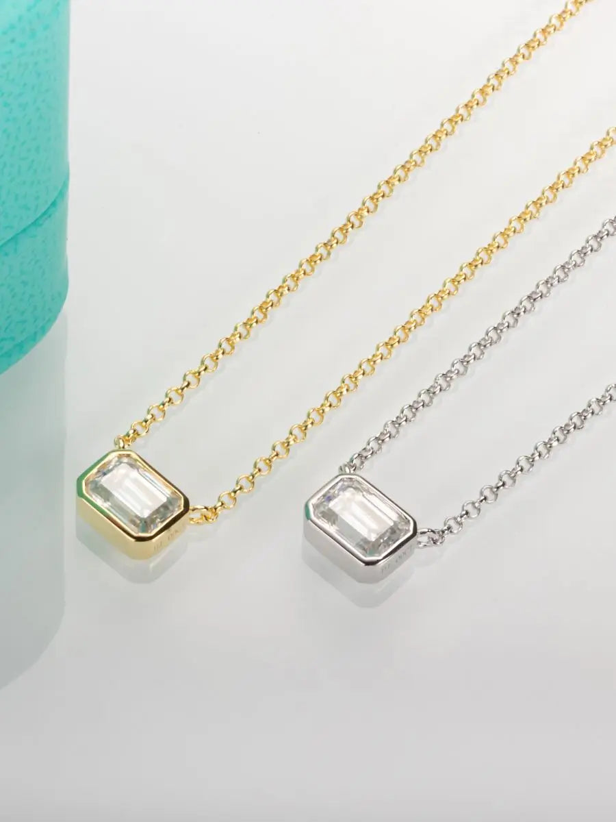 AnuJewel 1ct D Color Emerald Cut Moissanite Pendant Necklace 925 Sterling Silver Necklaces For Women Gifts Wholesale