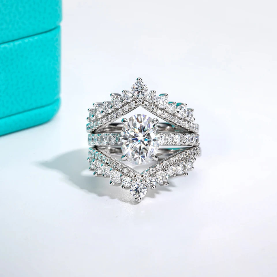 AnuJewel 2 Carat Oval Cut D Color Moissanite Ring 18K Gold Plated 925 Sterling Silver Engagement Wedding Rings Wholesale