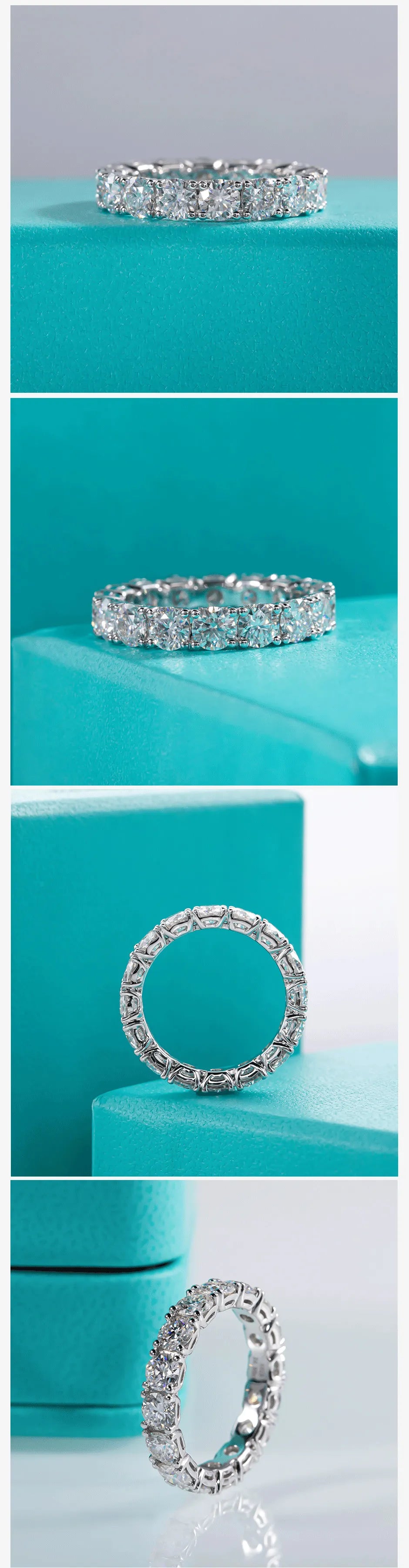 AnuJewel  4mm D Color Moissanite Eternity Band Ring 925 Sterling Silver Wedding Rings For Women Jewelry Wholesale