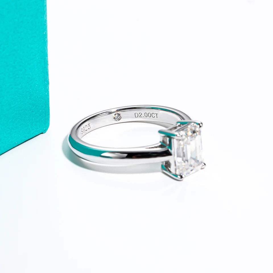 AnuJewel 6x8mm 2ct Emerald Cut Moissanite Engagement Wedding Ring 925 Sterling Silver Rings For Women Jewelry Wholesale