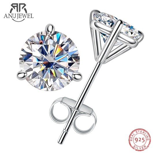 AnuJewel 2cttw D Color Moissanite Diamond Stud Earrings  925 Sterling Silver Classic Earrings Jewelry Wholesale