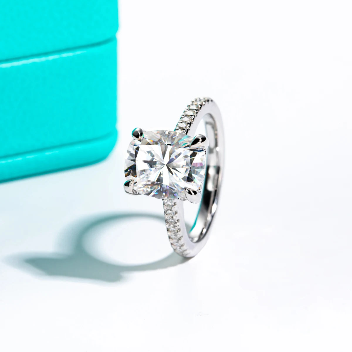 AnuJewel 5ct Cushion Cut D Color Moissanite Engagement Rings For Women 925 Sterling Silver Wedding Rings Jewelry Wholesale