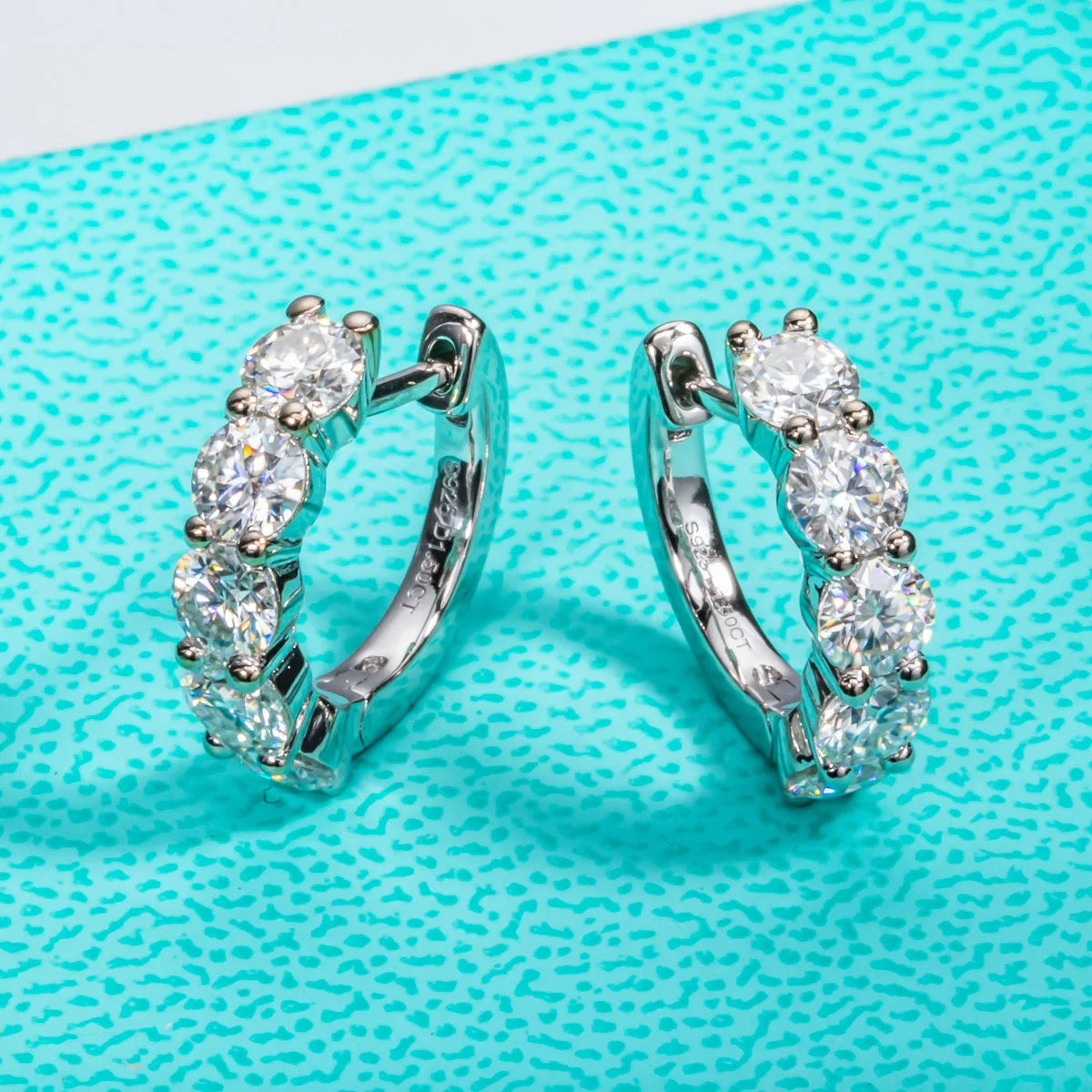 AnuJewel 4mm 3cttw D Color Moissanite Huggie Hoop Earrings 925 Sterling Silver Luxury Huggie Earring For Women