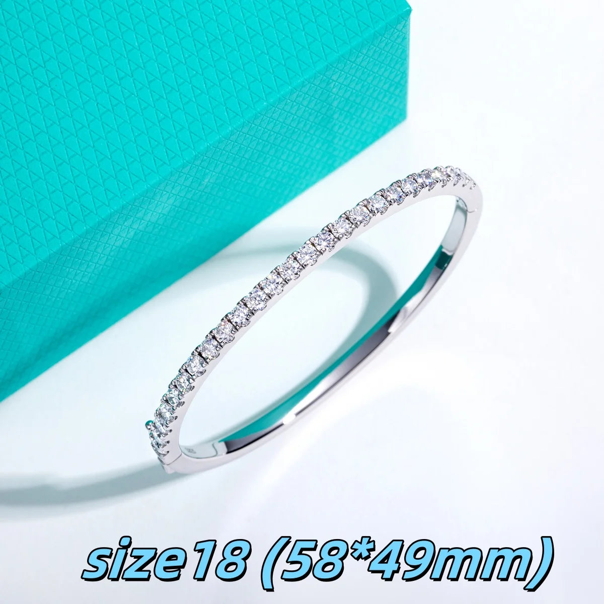 AnuJewel 3mm Half Eternity Moissanite Bracelet 925 Sterling Silver 18K White Gold Plated Bangle for Women Jewelry Gifts