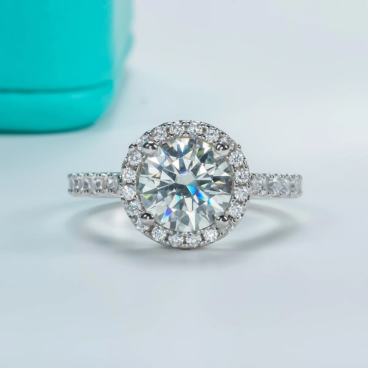 AnuJewel 2 Carat D Color Moissanite Halo Engagement Ring For Women 925 Sterling Silver Wedding  Rings Fine Jewelry Wholesale