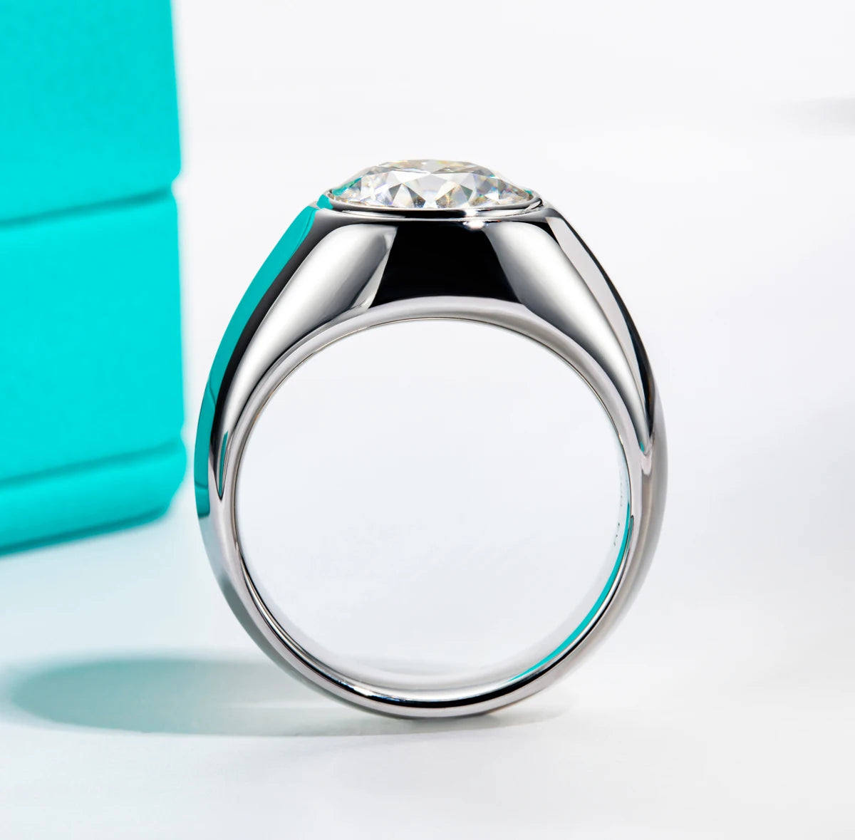 AnuJewel 4ct D Color Moissanite Men Rings 18K Gold Plated  Silver Engagement Bezel Rings For Men Factory Jewelry Wholesale