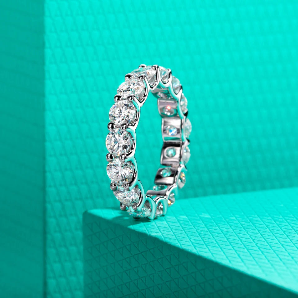 AnuJewel  4.5mm D Color Moissanites Eternity Band Ring 925 Sterling Silver Wedding Rings for Women Jewelry Gifts Wholesale
