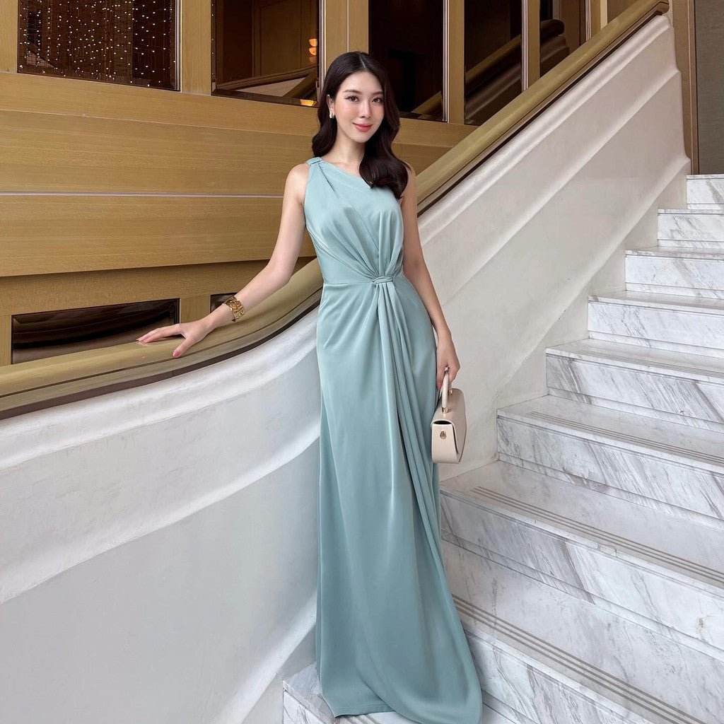 ชุดเดรสออกงาน ชุดราตรี เดรส Dress GRACE ชุดเดรสยาว ไหล่เบี่ยง หรูหรา มัดตรงกลาง เดรสสวยๆ ชุดออกงานกลางคืน Dresses Woman