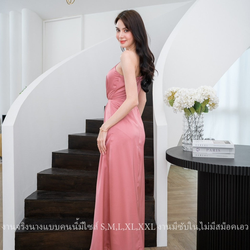 ชุดเดรสออกงาน ชุดราตรี เดรส Dress GRACE ชุดเดรสยาว ไหล่เบี่ยง หรูหรา มัดตรงกลาง เดรสสวยๆ ชุดออกงานกลางคืน Dresses Woman