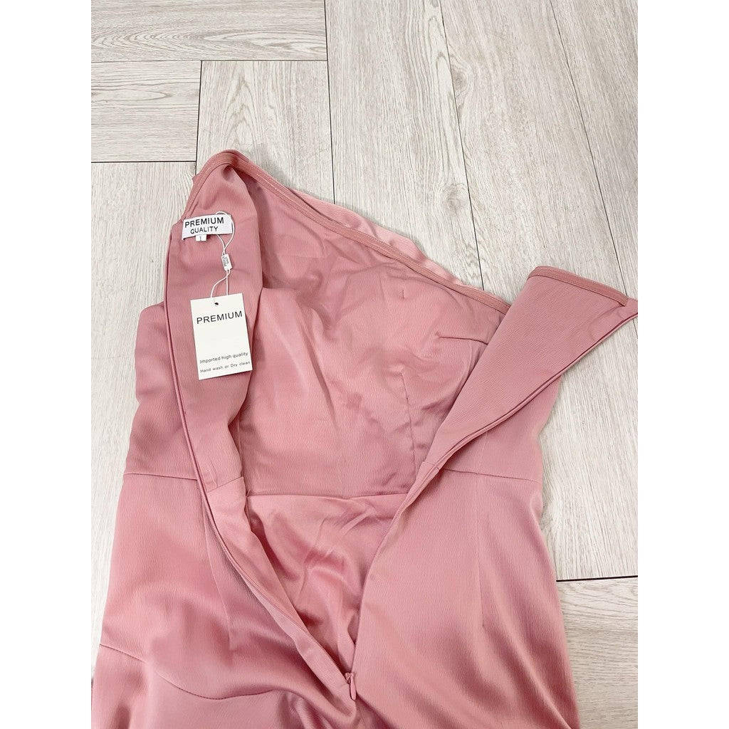 เดรสยาว ชุดออกงาน ชุดราตรียาว เดรสหรู NP050 เกรดพรีเมี่ยม ไหล่เบี่ยง Woman Dress เสื้อผ้า ผู้หญิง