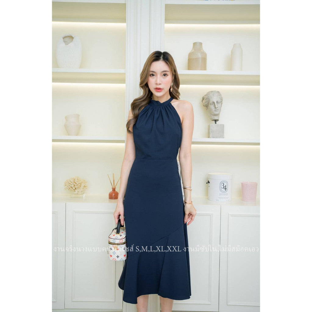ชุดเดรสออกงาน ชุดราตรี เดรส Dress ชุดเดรส เดรสคอเต่า ชุดออกงาน ชุดไปงานแต่งกลางวัน งานแต่งงาน ผู้หญิง ซิปหลัง ซับใน