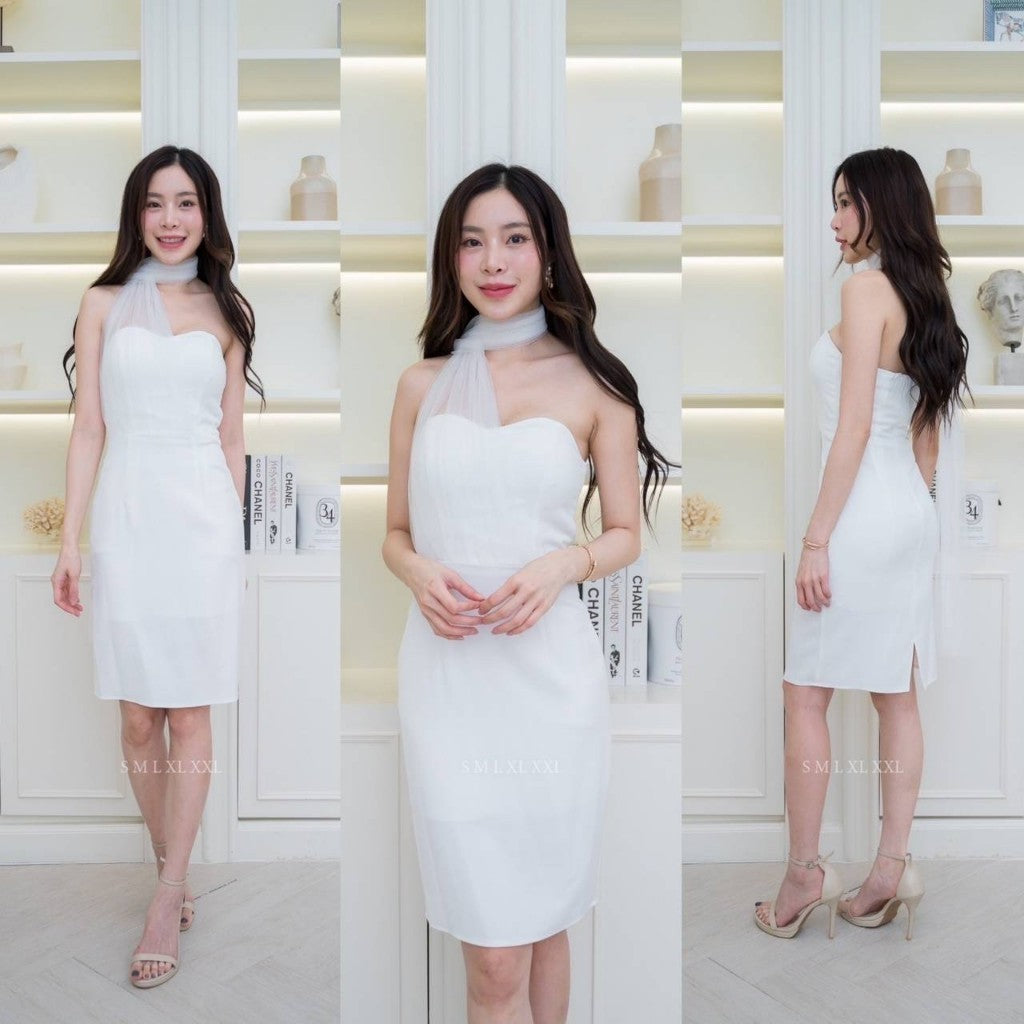 ชุดเดรสออกงาน ชุดราตรี เดรส Dress ชุดออกงาน ชุดเพื่อนเจ้าสาว ชุดเดรสออกงาน เดรสสั้น แต่งมุ้งตาข่าย ชุดราตรี Woman Dress