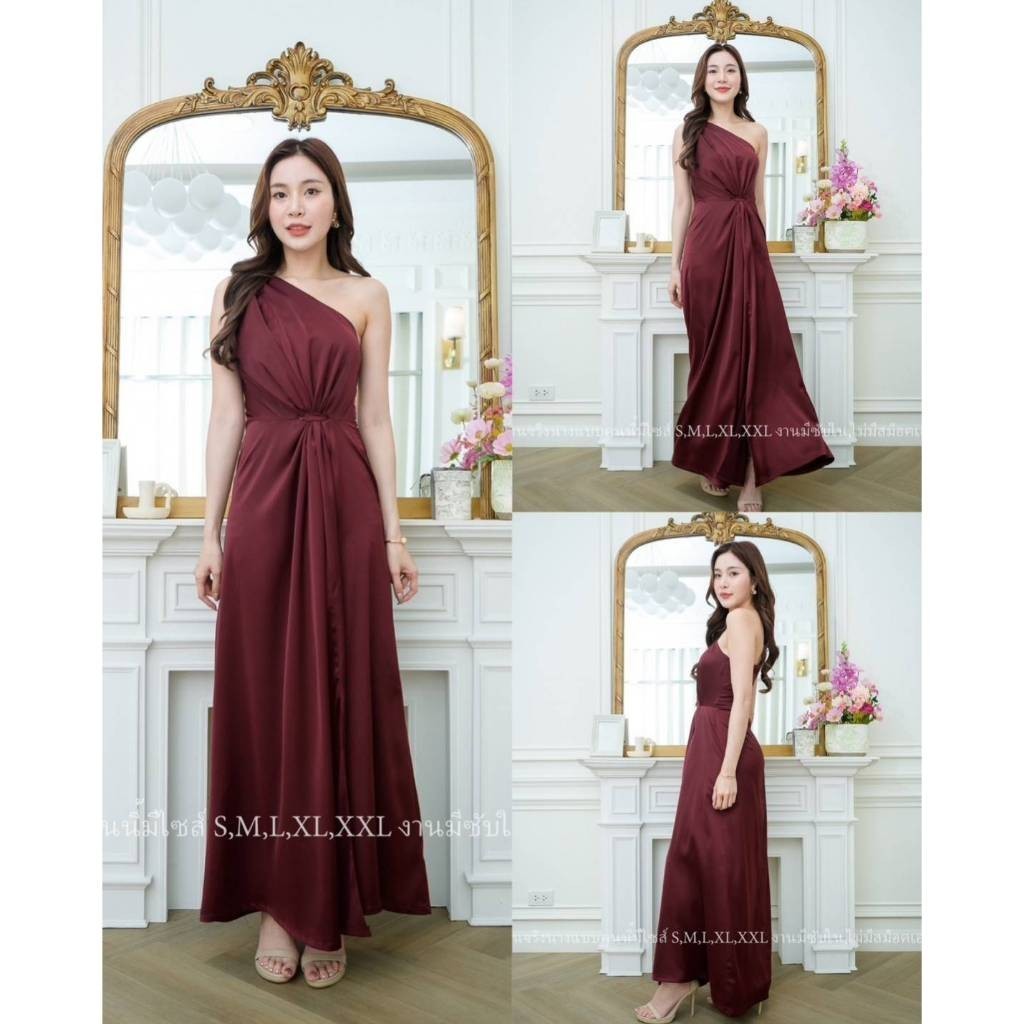 ชุดเดรสออกงาน ชุดราตรี เดรส Dress GRACE ชุดเดรสยาว ไหล่เบี่ยง หรูหรา มัดตรงกลาง เดรสสวยๆ ชุดออกงานกลางคืน Dresses Woman