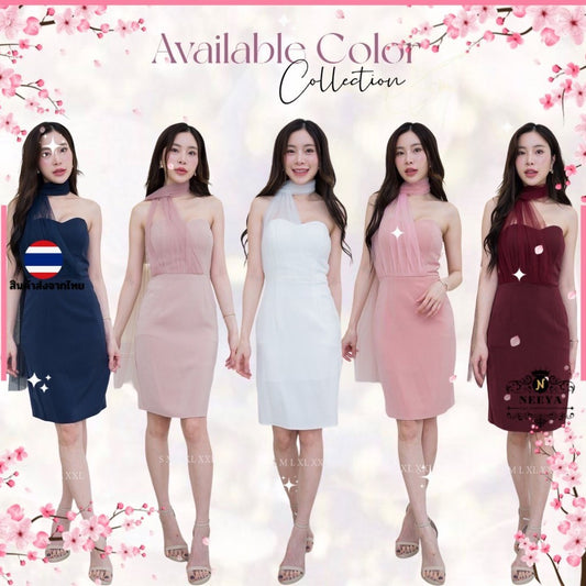 ชุดเดรสออกงาน ชุดราตรี เดรส Dress ชุดออกงาน ชุดเพื่อนเจ้าสาว ชุดเดรสออกงาน เดรสสั้น แต่งมุ้งตาข่าย ชุดราตรี Woman Dress