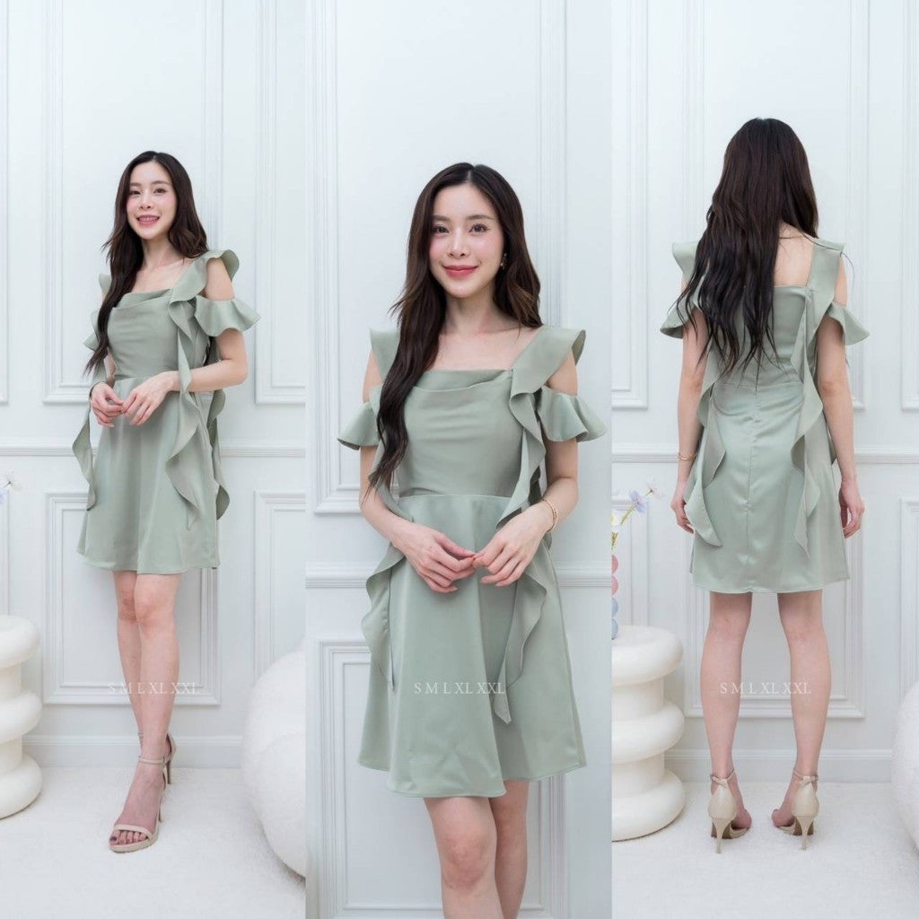 ชุดเดรสออกงาน ชุดราตรี เดรส Dress เดรสยาว ชุดไปงานแต่ง เดรสน่ารักๆ สายเกลียว 4 เส้น เดรสสั้น Woman Dress Dresses