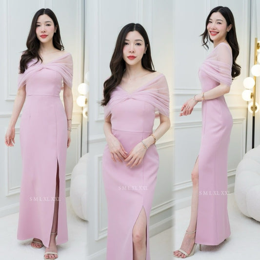 ชุดเดรสออกงาน ชุดราตรี เดรส Dress ชุดเดรส ชุดออกงาน เกรดพรีเมี่ยม เดรสยาว เกาะอกมุ้ง มีฟองน้ำ งานแต่งงาน Dresses