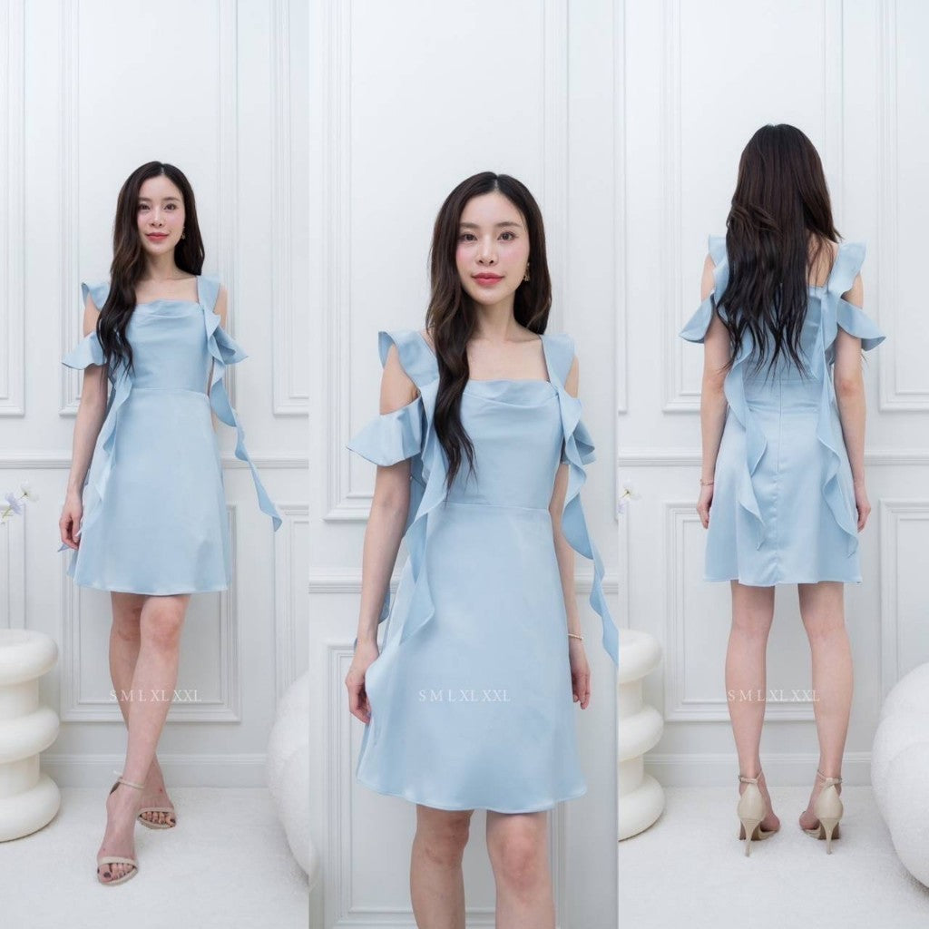ชุดเดรสออกงาน ชุดราตรี เดรส Dress เดรสยาว ชุดไปงานแต่ง เดรสน่ารักๆ สายเกลียว 4 เส้น เดรสสั้น Woman Dress Dresses