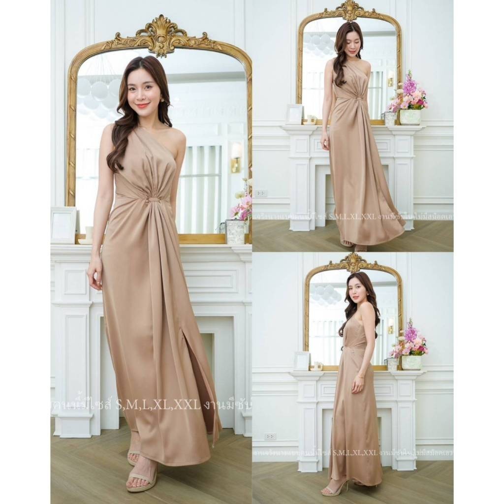 ชุดเดรสออกงาน ชุดราตรี เดรส Dress GRACE ชุดเดรสยาว ไหล่เบี่ยง หรูหรา มัดตรงกลาง เดรสสวยๆ ชุดออกงานกลางคืน Dresses Woman