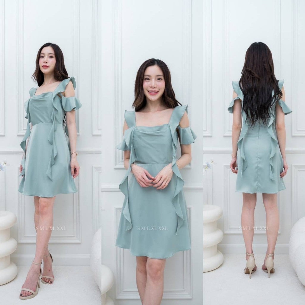 ชุดเดรสออกงาน ชุดราตรี เดรส Dress เดรสยาว ชุดไปงานแต่ง เดรสน่ารักๆ สายเกลียว 4 เส้น เดรสสั้น Woman Dress Dresses