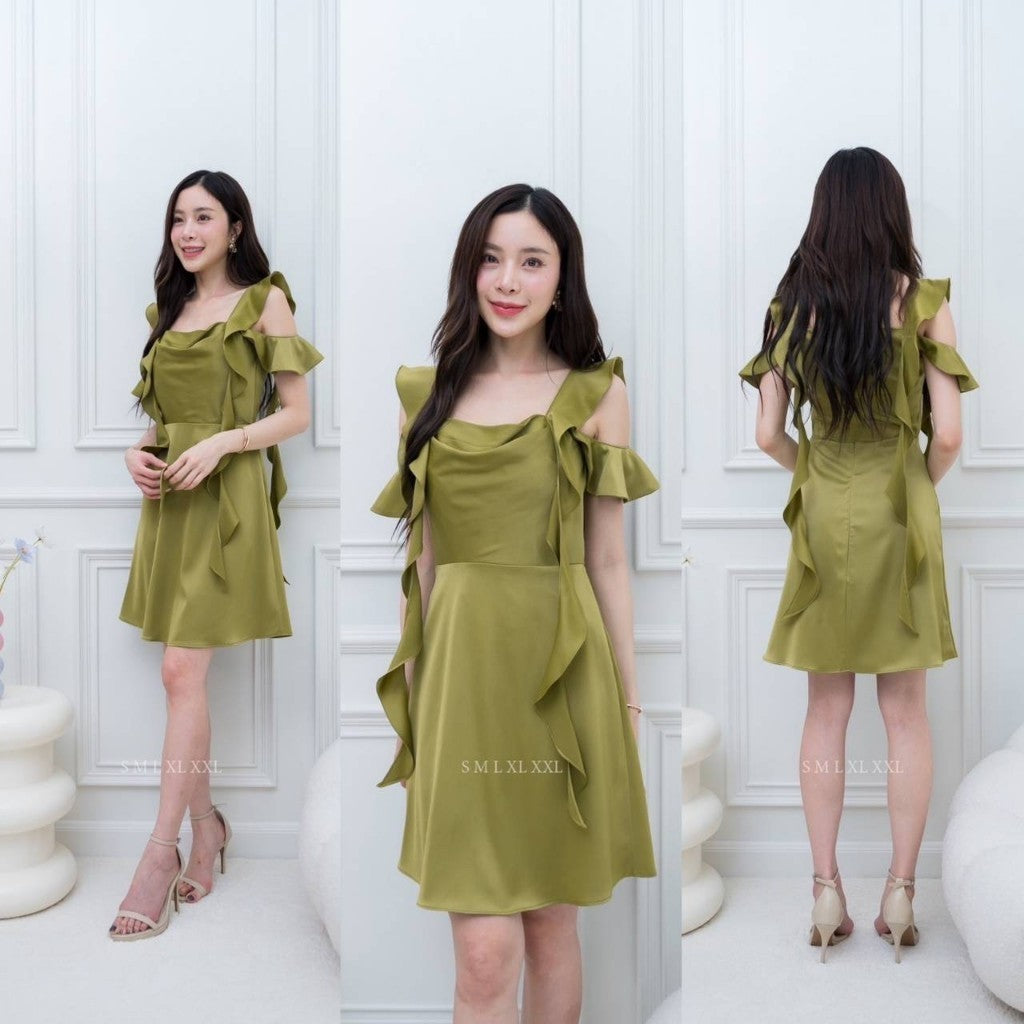 ชุดเดรสออกงาน ชุดราตรี เดรส Dress เดรสยาว ชุดไปงานแต่ง เดรสน่ารักๆ สายเกลียว 4 เส้น เดรสสั้น Woman Dress Dresses