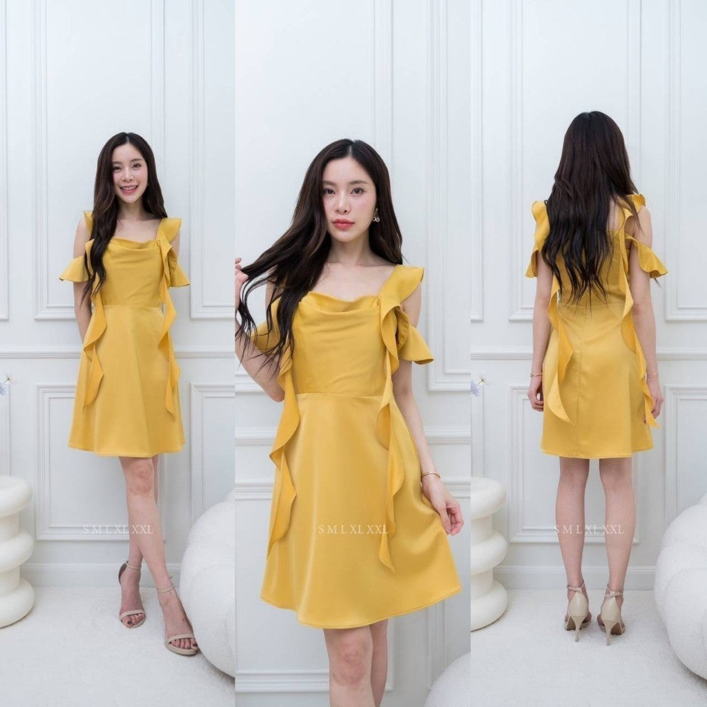 ชุดเดรสออกงาน ชุดราตรี เดรส Dress เดรสยาว ชุดไปงานแต่ง เดรสน่ารักๆ สายเกลียว 4 เส้น เดรสสั้น Woman Dress Dresses