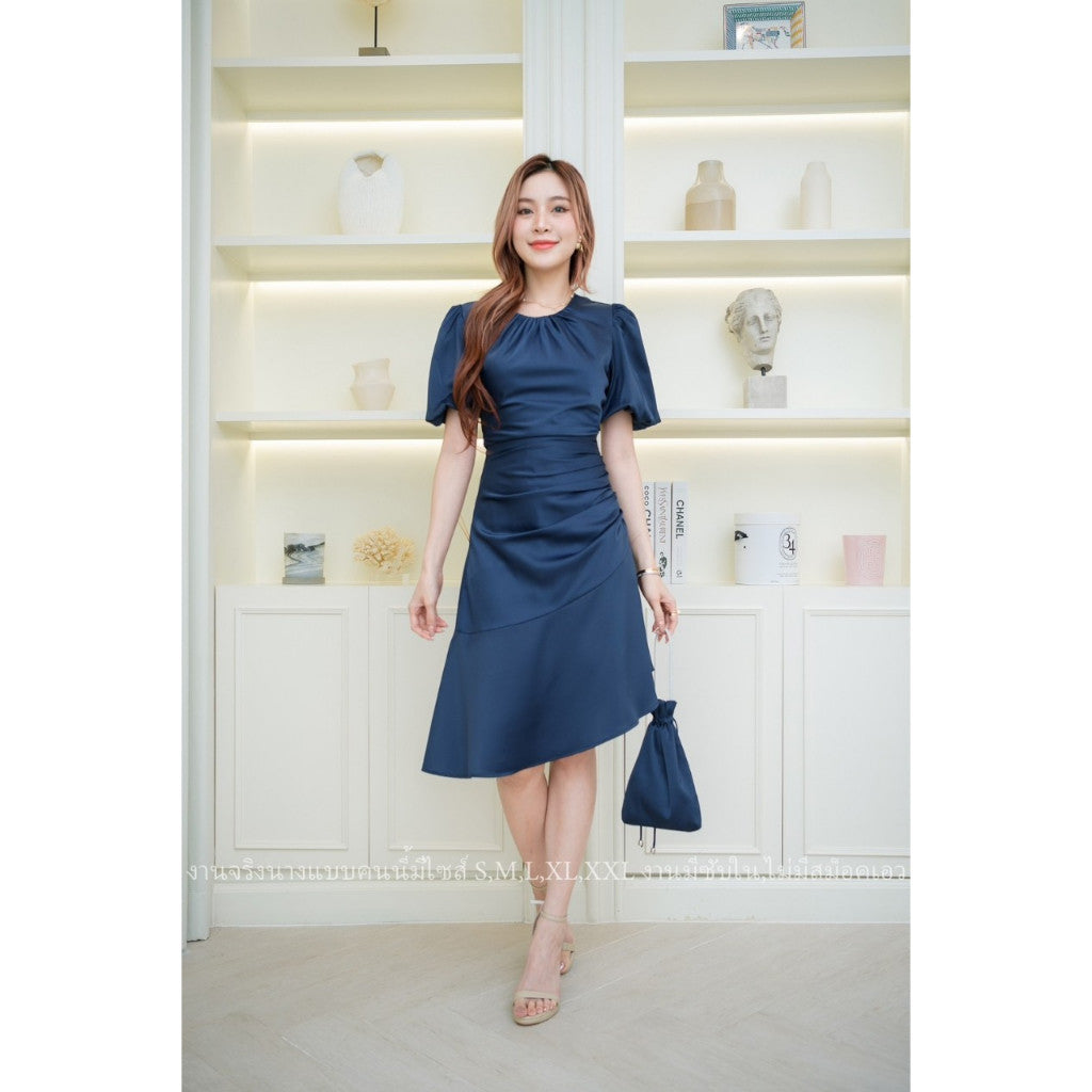 ชุดเดรสออกงาน ชุดราตรี เดรส Dress ชุดออกงาน แขนพอง จั๊ม กระโปรงไล่ระดับ น่ารักมาก งานหมั้น งานแต่งงาน