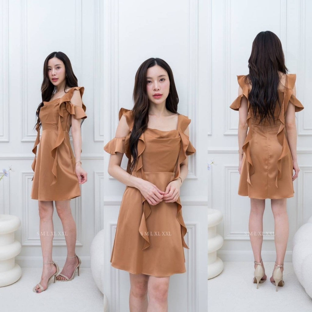 ชุดเดรสออกงาน ชุดราตรี เดรส Dress เดรสยาว ชุดไปงานแต่ง เดรสน่ารักๆ สายเกลียว 4 เส้น เดรสสั้น Woman Dress Dresses