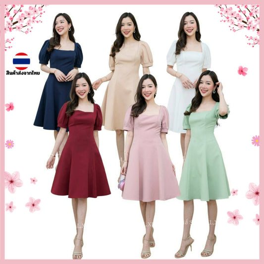ชุดเดรสออกงาน ชุดราตรี เดรส Dress เดรสออกงาน เดรสสั้น แขนตุ๊กตา กระโปรงพริ้ว สะโพกฟรี ชุดเดรส งานแต่งงาน Dress