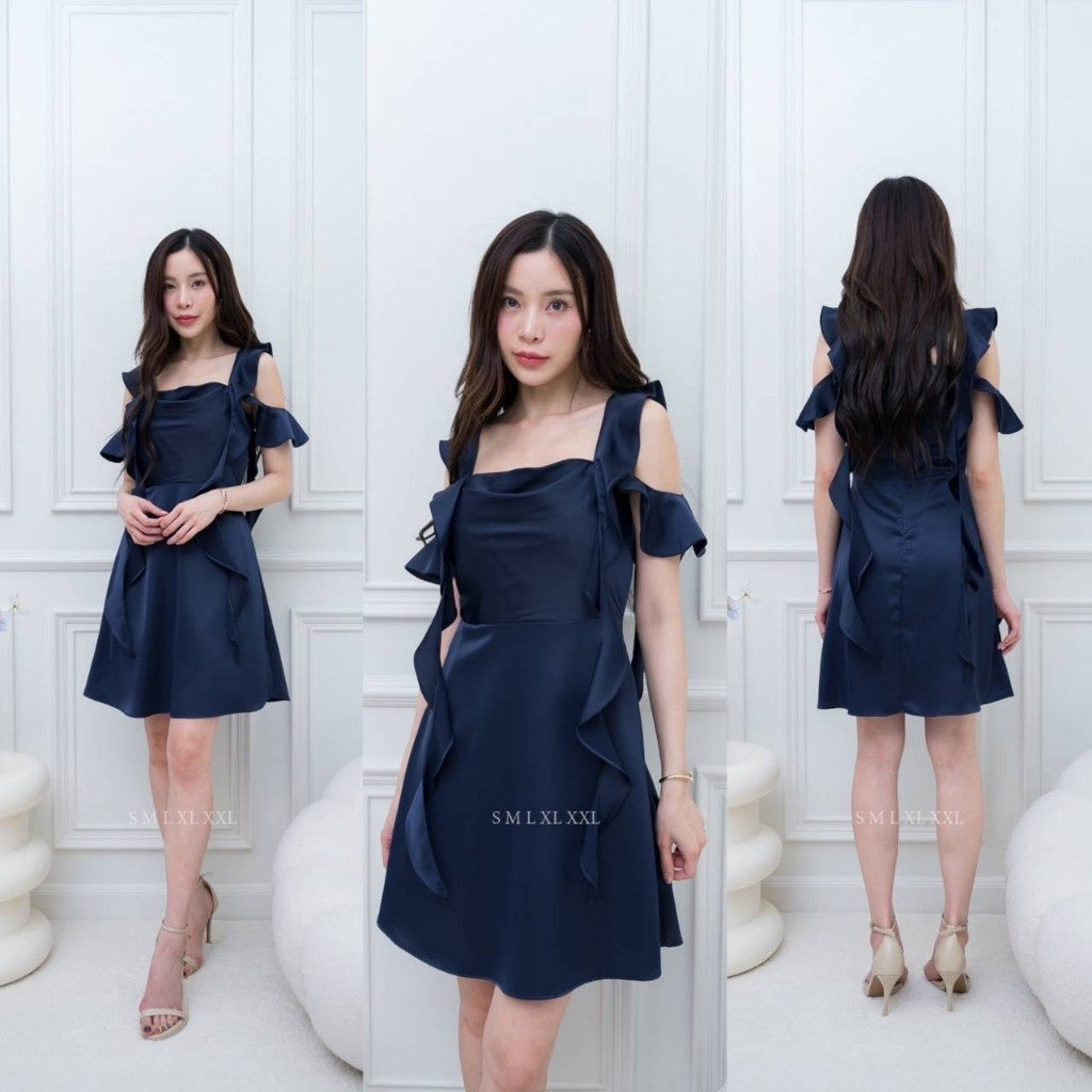 ชุดเดรสออกงาน ชุดราตรี เดรส Dress เดรสยาว ชุดไปงานแต่ง เดรสน่ารักๆ สายเกลียว 4 เส้น เดรสสั้น Woman Dress Dresses