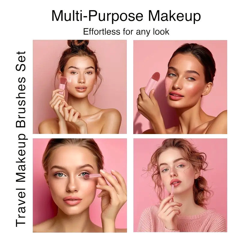 แปรงแต่งหน้า เซ็ต 5 ชิ้น แบบพกพา ขนนุ่ม ใช้แต่งหน้ากับ บลัชออน Blush on ลิปสติก อายแชโดว์ ได้ อุปกรณ์แต่งหน้า Make Up