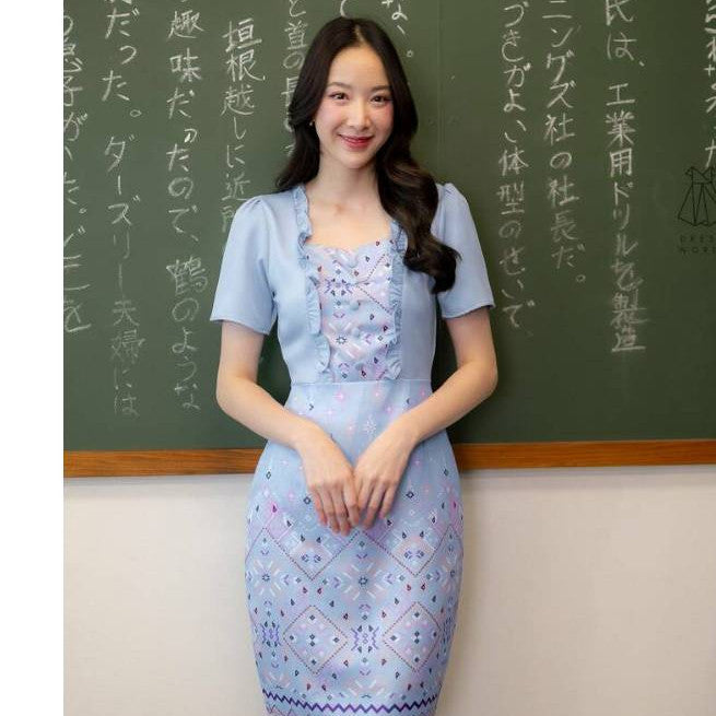 ชุดเดรสน่ารักๆ ชุดเดรส กระโปรงสั้น สีชมพู กรมท่า ฟ้า เดรสสั้น เดรสทอลายดอก ชุดเดรสสวยๆ ไซส์ S M L XL 2XL Woman Dress