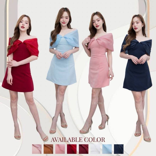 ชุดไปงานแต่ง เรียบหรู ดูแพง ชุดออกงาน NX275 เกาะอก แต่งออแกนดี้ อ้อมแขน มีฟองน้ำ งานแต่งงาน ชุดราตรี Woman Dress Dresses
