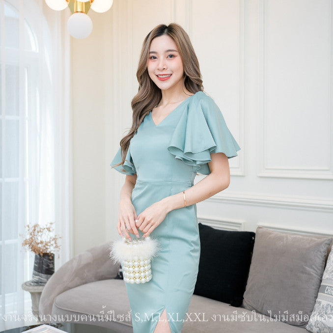 ชุดไปงานแต่ง เรียบหรู ดูแพง ชุดไปงานแต่ง ชุดออกงาน ชุดราตรี เดรสสั้น N222 จะใส่ไป งานแต่งงาน งานกลางวัน งานกลางคืน Dress