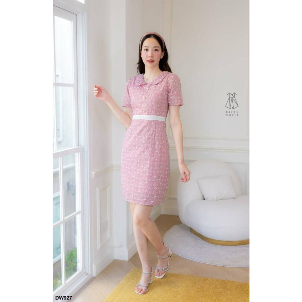 ชุดเดรสน่ารักๆ ชุดเดรส กระโปรงสั้น สีชมพู กรมท่า ฟ้า เดรสสั้น เดรสทอลายดอก ชุดเดรสสวยๆ ไซส์ S M L XL 2XL Woman Dress