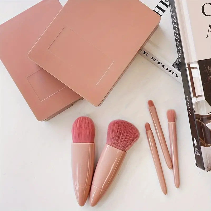แปรงแต่งหน้า เซ็ต 5 ชิ้น แบบพกพา ขนนุ่ม ใช้แต่งหน้ากับ บลัชออน Blush on ลิปสติก อายแชโดว์ ได้ อุปกรณ์แต่งหน้า Make Up