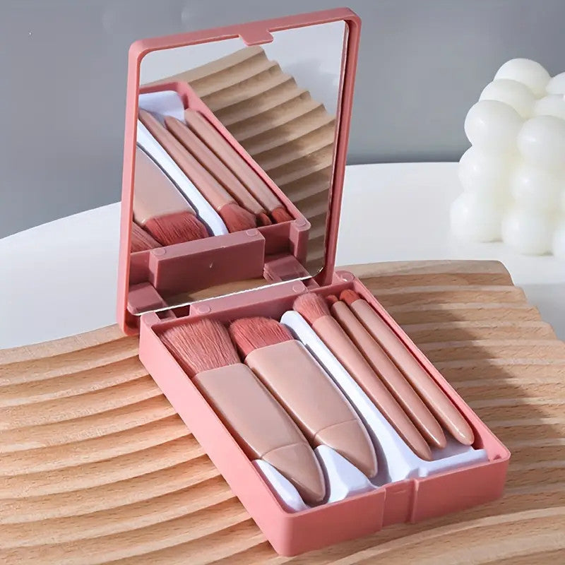 แปรงแต่งหน้า เซ็ต 5 ชิ้น แบบพกพา ขนนุ่ม ใช้แต่งหน้ากับ บลัชออน Blush on ลิปสติก อายแชโดว์ ได้ อุปกรณ์แต่งหน้า Make Up