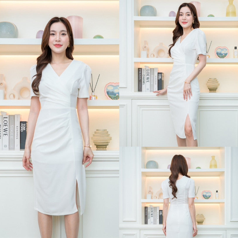 เดรสสั้น ชุดราตรี Dress ออกงาน ชุดเดรส ชุดงานแต่ง ชุดออกงาน N202 จะใส่ไป เดรสแต่งงาน Dresses Woman