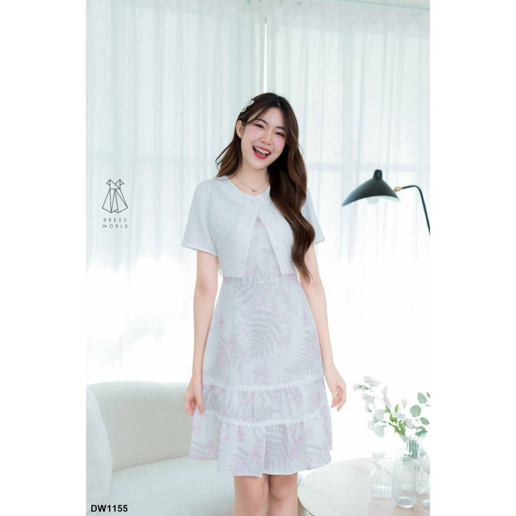 ชุดเดรสน่ารักๆ ชุดเดรส ทำงาน กระโปรงสั้น สีชมพู ขาว กรมท่า เดรสสั้น กระโปรงบาน ไซส์ S M L XL 2XL Woman Dress Dresses