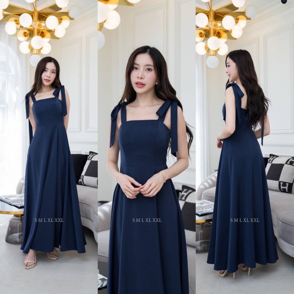 ชุดออกงาน ชุดไปงานแต่ง NX283 ชุดราตรี ผ้าฮานาโกะ กระโปรงยาวบาน งานแต่งงาน Woman Dress Dresses