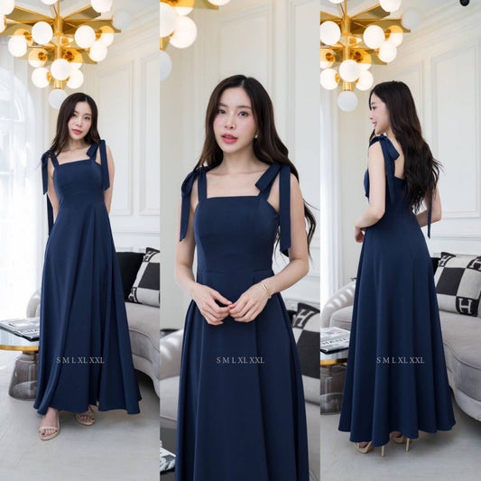 ชุดออกงาน ชุดไปงานแต่ง NX283 ชุดราตรี ผ้าฮานาโกะ กระโปรงยาวบาน งานแต่งงาน Woman Dress Dresses