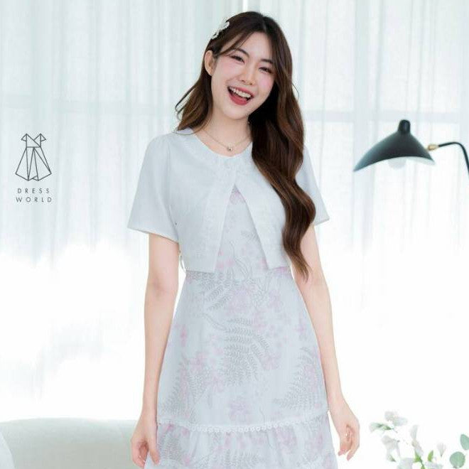 ชุดเดรสน่ารักๆ ชุดเดรส ทำงาน กระโปรงสั้น สีชมพู ขาว กรมท่า เดรสสั้น กระโปรงบาน ไซส์ S M L XL 2XL Woman Dress Dresses