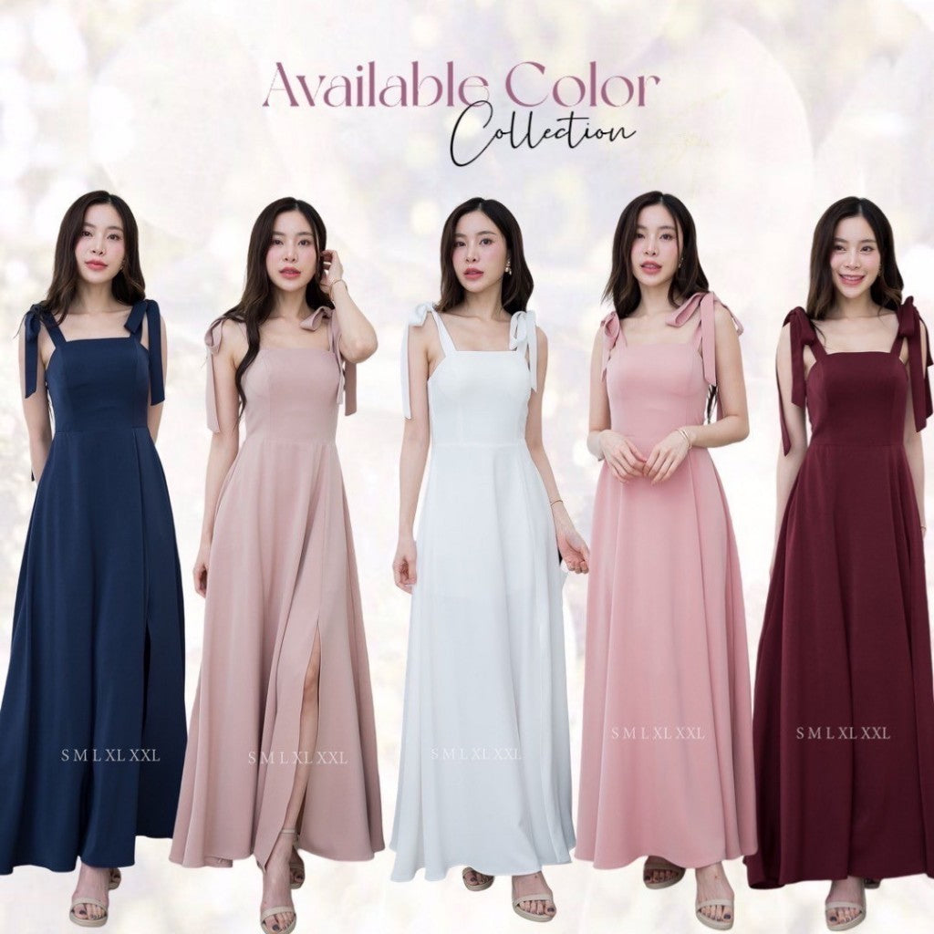 ชุดไปงานแต่ง เรียบหรู ดูแพง NX283 ชุดราตรี ผ้าฮานาโกะ กระโปรงยาวบาน งานแต่งงาน Woman Dress Dresses