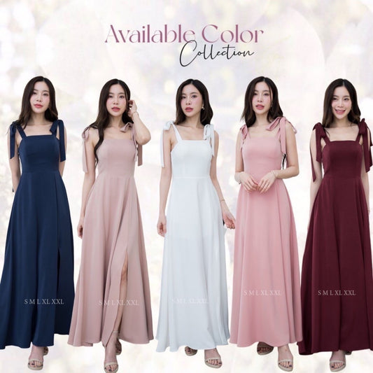ชุดไปงานแต่ง เรียบหรู ดูแพง NX283 ชุดราตรี ผ้าฮานาโกะ กระโปรงยาวบาน งานแต่งงาน Woman Dress Dresses