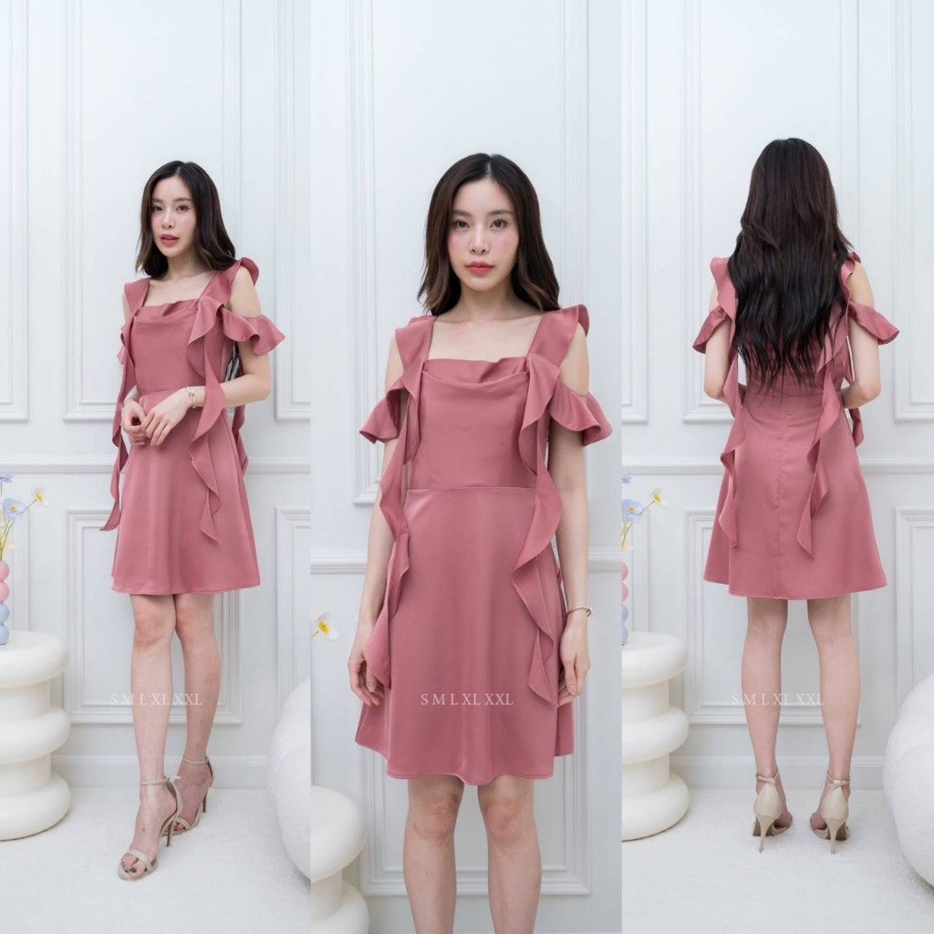 ชุดราตรี ชุดออกงาน เดรสยาว NX286 ชุดไปงานแต่ง เดรสน่ารักๆ สายเกลียว 4 เส้น เดรสสั้น งานแต่งงาน Woman Dress Dresses