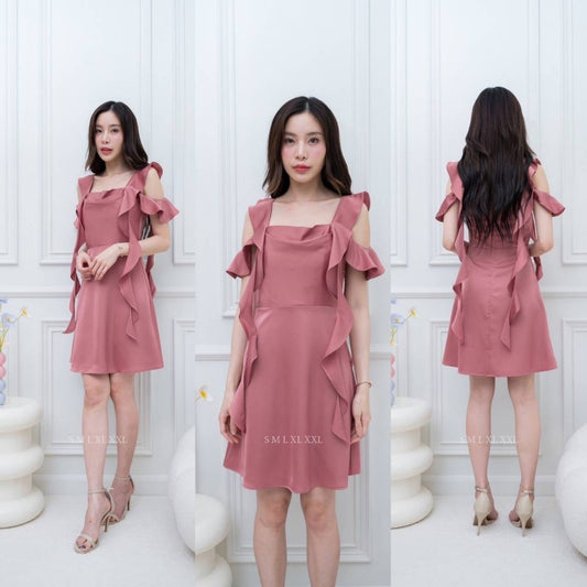 ชุดราตรี ชุดออกงาน เดรสยาว NX286 ชุดไปงานแต่ง เดรสน่ารักๆ สายเกลียว 4 เส้น เดรสสั้น งานแต่งงาน Woman Dress Dresses