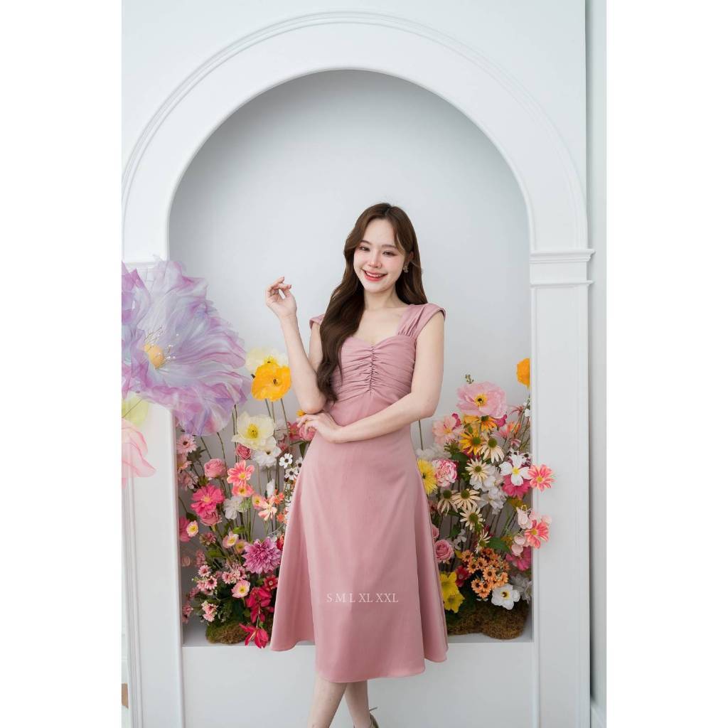 ชุดไปงานแต่ง เรียบหรู ดูแพง ชุดราตรี N001 ผ้าเครปซาติน ใส่ได้ 2 แบบ คลุมไหล่ เปิดไหล่ Woman Dress ซาติน เสื้อผ้า ผู้หญิง