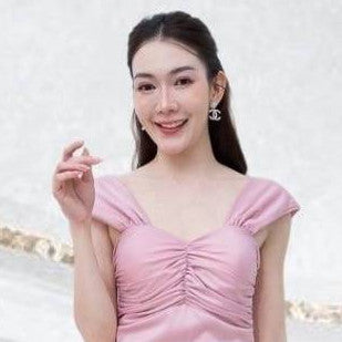 ชุดไปงานแต่ง เรียบหรู ดูแพง ชุดราตรี N001 ผ้าเครปซาติน ใส่ได้ 2 แบบ คลุมไหล่ เปิดไหล่ Woman Dress ซาติน เสื้อผ้า ผู้หญิง