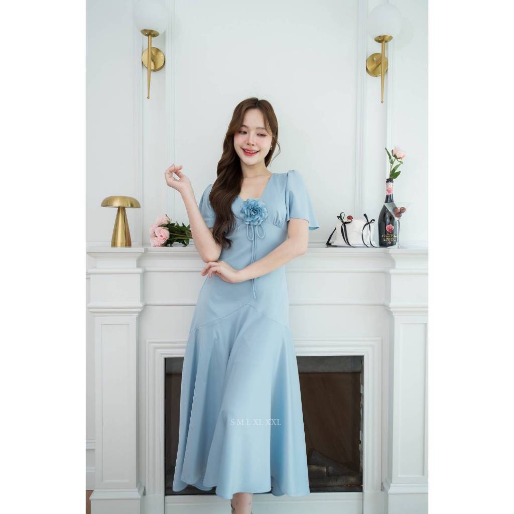 ชุดไปงานแต่ง เรียบหรู ดูแพง ชุดราตรี N001 ผ้าเครปซาติน ใส่ได้ 2 แบบ คลุมไหล่ เปิดไหล่ Woman Dress ซาติน เสื้อผ้า ผู้หญิง
